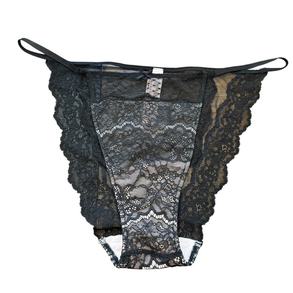 Victoria's Secret Dream Angels Lace Mesh String Bikini Panty Black - Picture 2 of 7